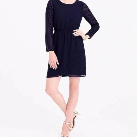 J. Crew Dresses & Skirts - J. Crew Womens Navy Blue Dot Tulip Hem Dress Size 4